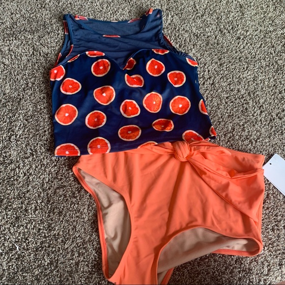 Kortni Jeane Other - Kortni Jeane Navy with Oranges netted sweetheart top size Medium